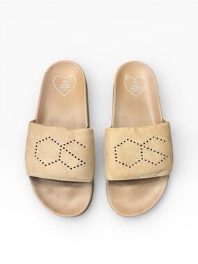Oasis Society Journey Perforated Slide Sandals Tan Women’s Size 7